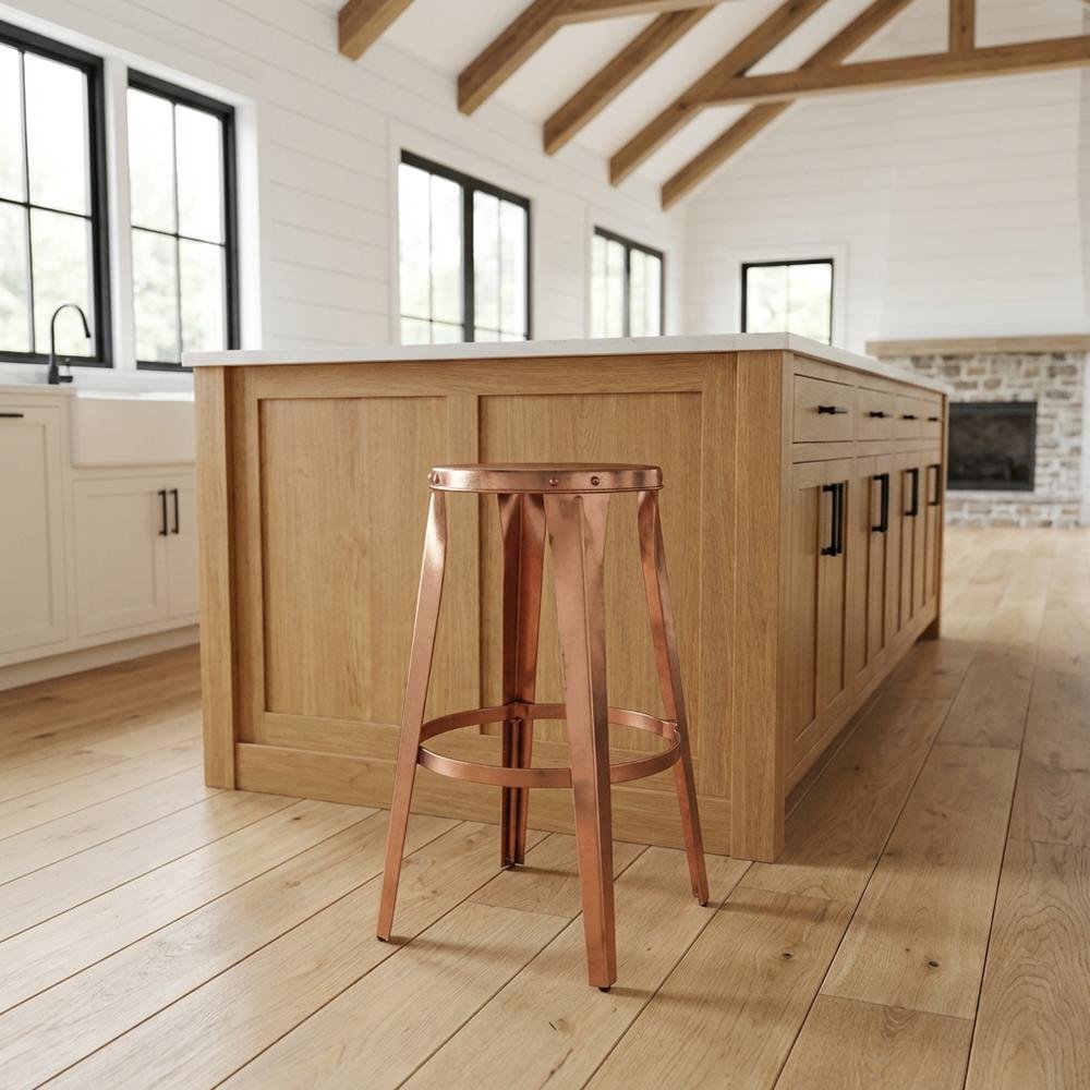 Backless Bar Stool with Round Seat, Industrial Counter Stool for Kitchen Bar. Picture 2