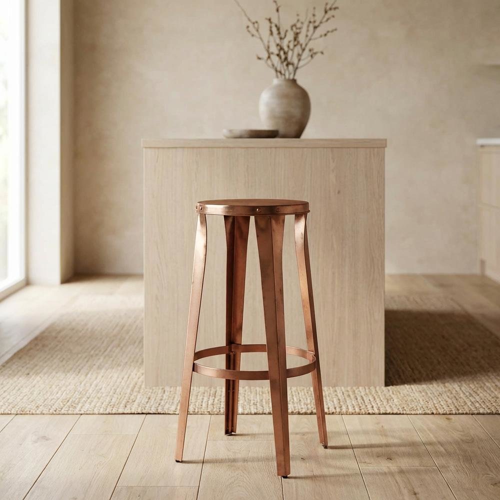 Backless Bar Stool with Round Seat, Industrial Counter Stool for Kitchen Bar. Picture 3