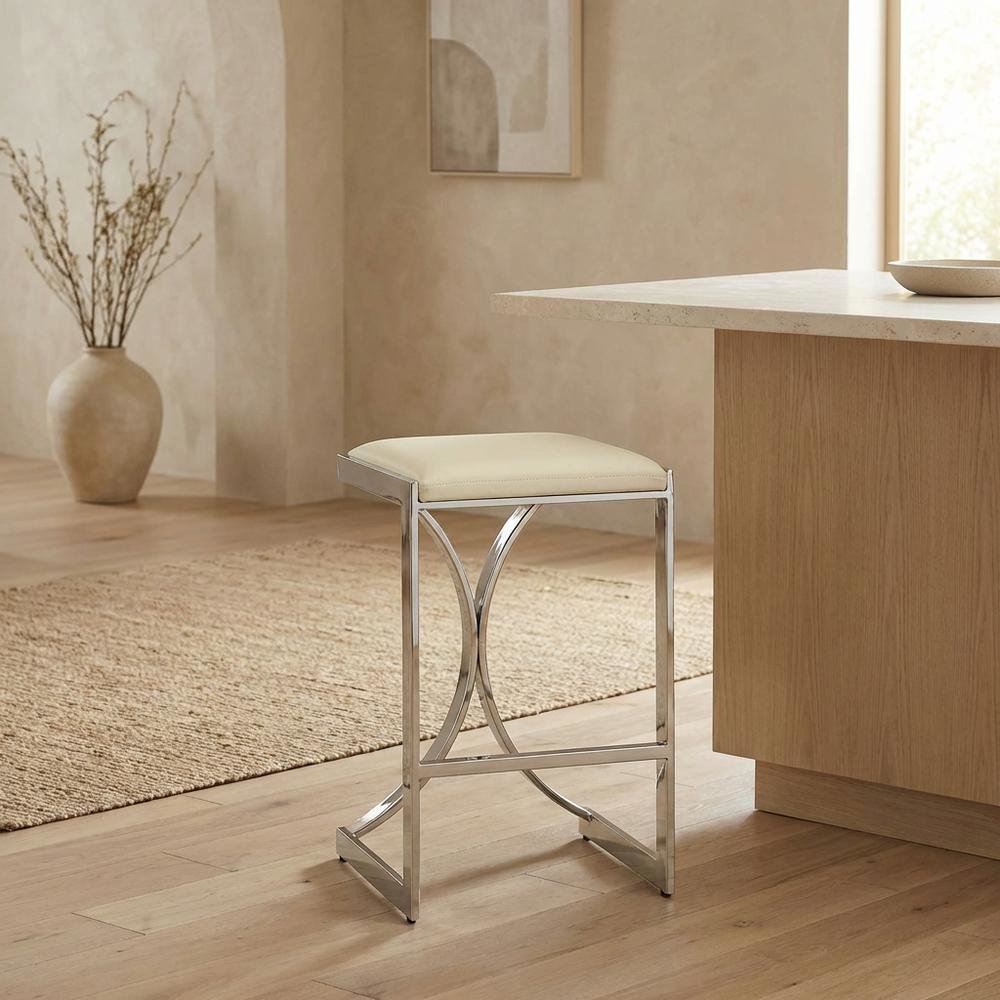 Pedestal Counter Stool with Footrest, Modern Contemporary Dining Room Chair. Picture 3