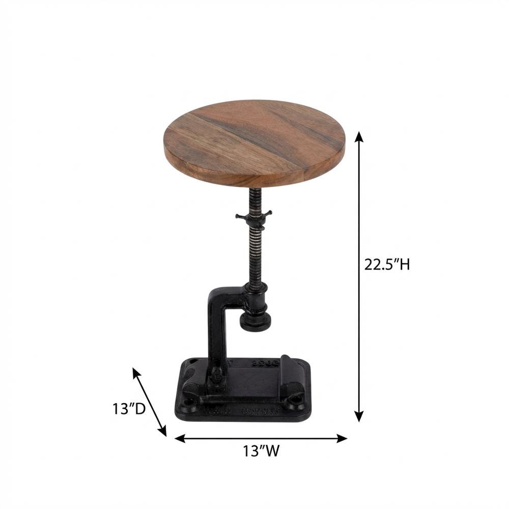 Industrial Adjustable Round Side Table, End Table for Living Room Bedroom. Picture 4