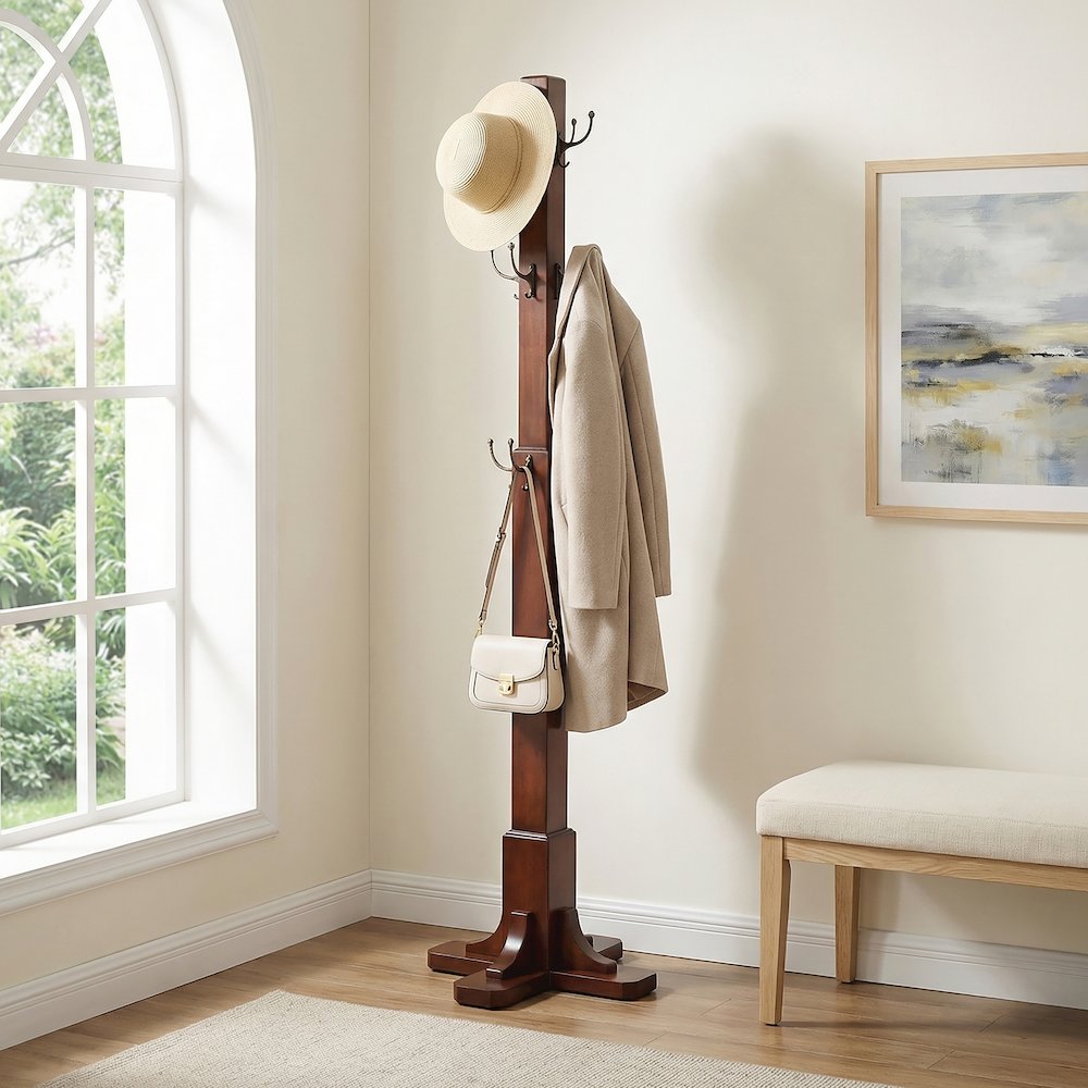 Webster Coat Rack/Tree, Medium Brown. Picture 4