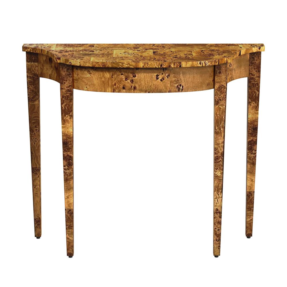 Chester Traditional Burl 36" Console Table, Medium Brown. Picture 1