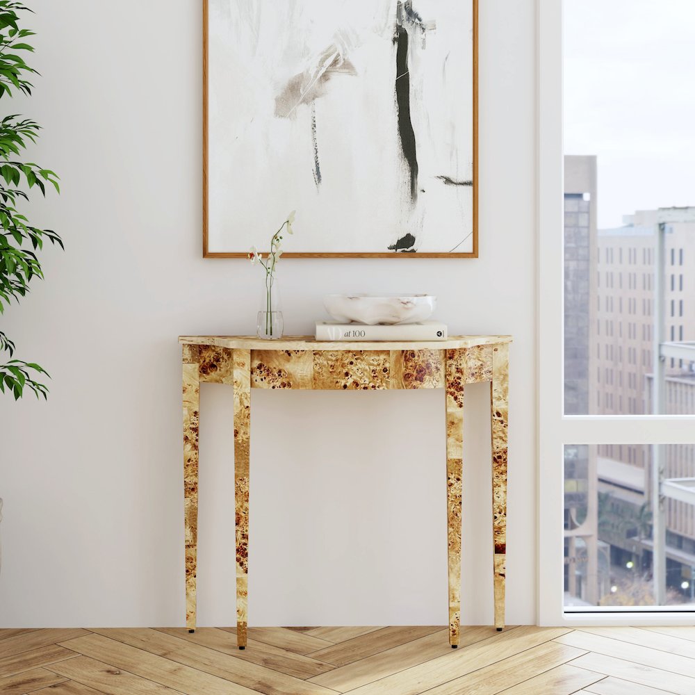 Chester Light Burl 36" Console Table, Light Brown. Picture 2