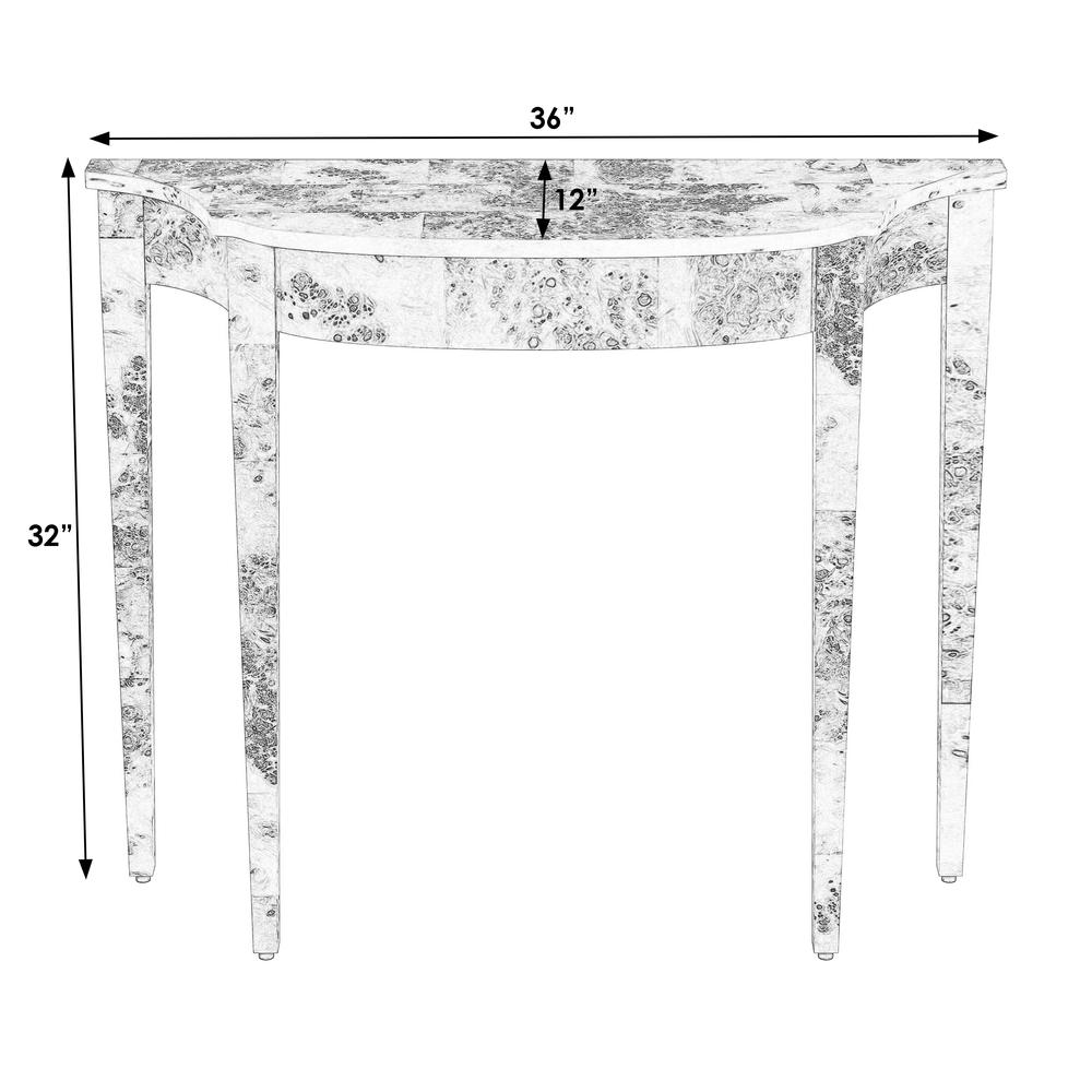 Chester Light Burl 36" Console Table, Light Brown. Picture 6