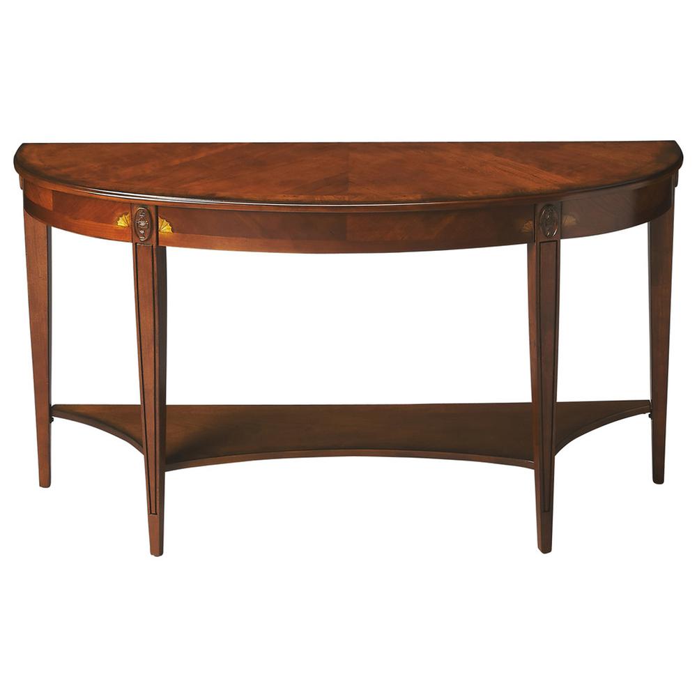 Astor Demilune Console Table, Medium Brown. Picture 1