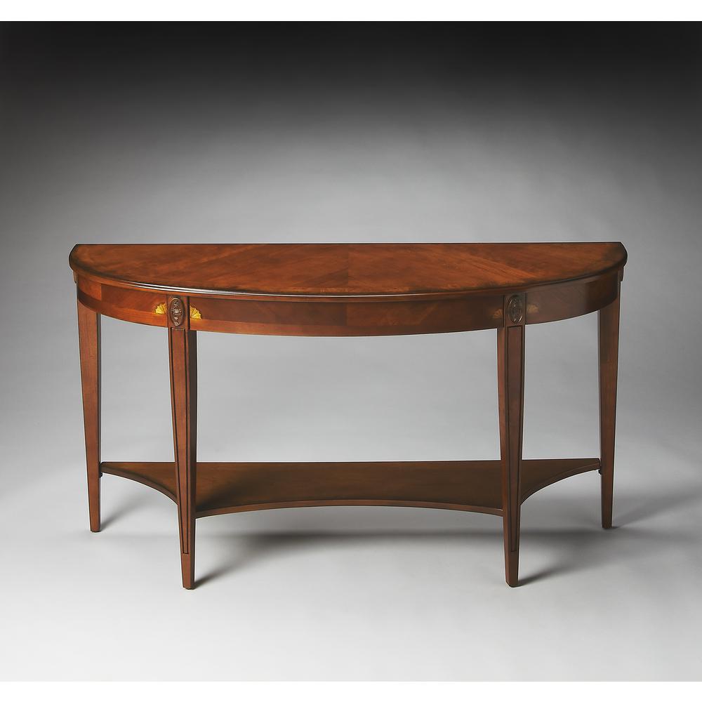Astor Demilune Console Table, Medium Brown. Picture 2