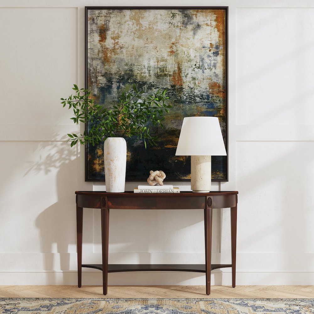 Astor Nouveau Demilune Console Table, Dark Brown. Picture 2