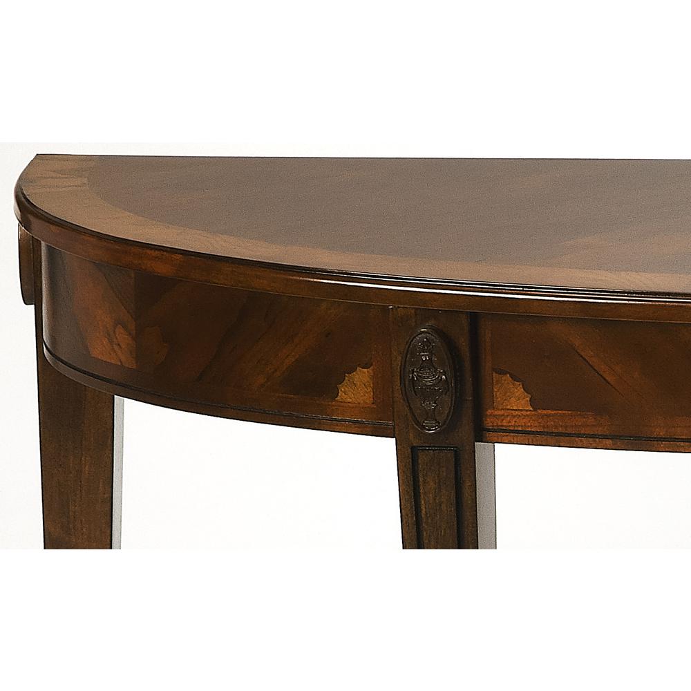 Astor Nutmeg Demilune Console Table, Dark Brown. Picture 3