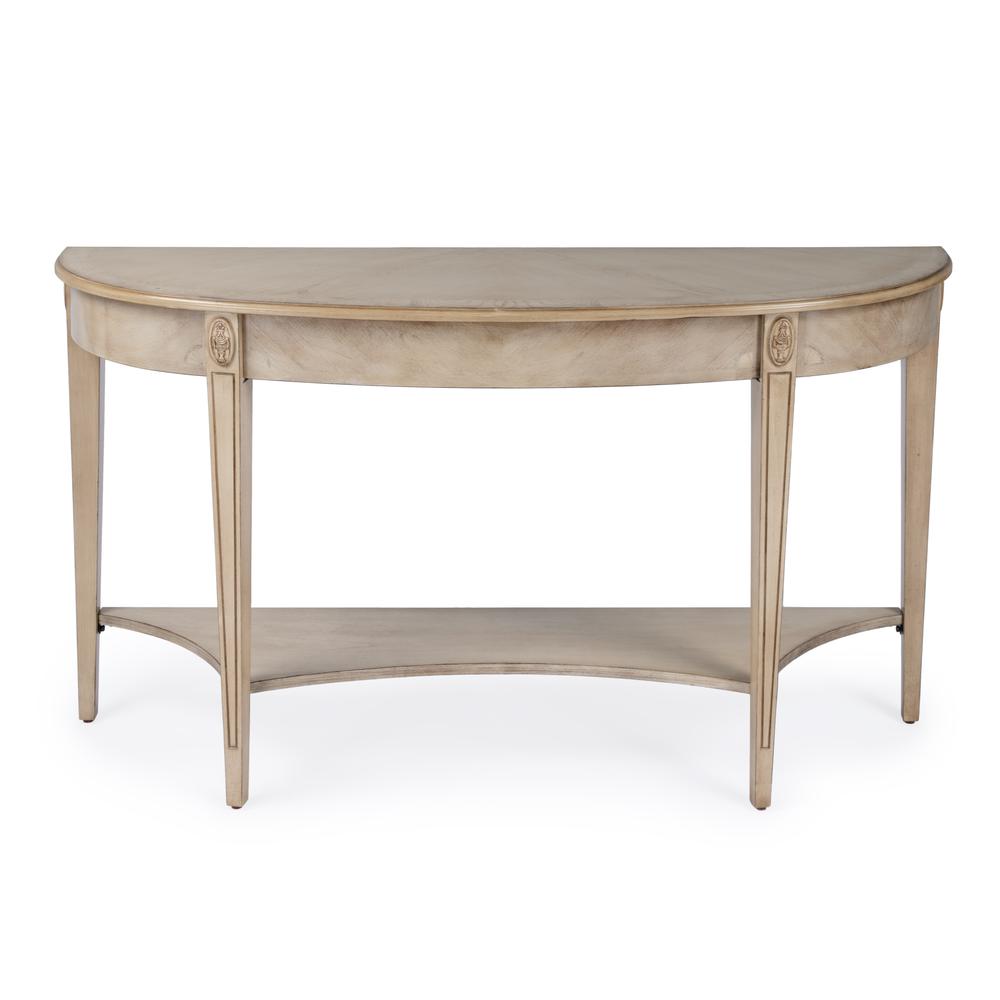 Astor 54"W Demilune Console Table, Tan/Beige. Picture 1