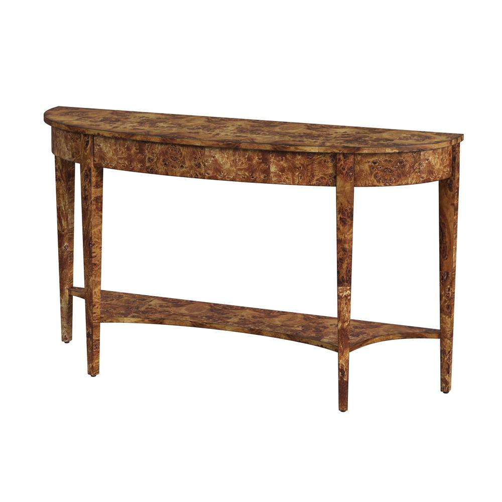 Astor 54"W Demilune Console Table, Light Brown. Picture 1