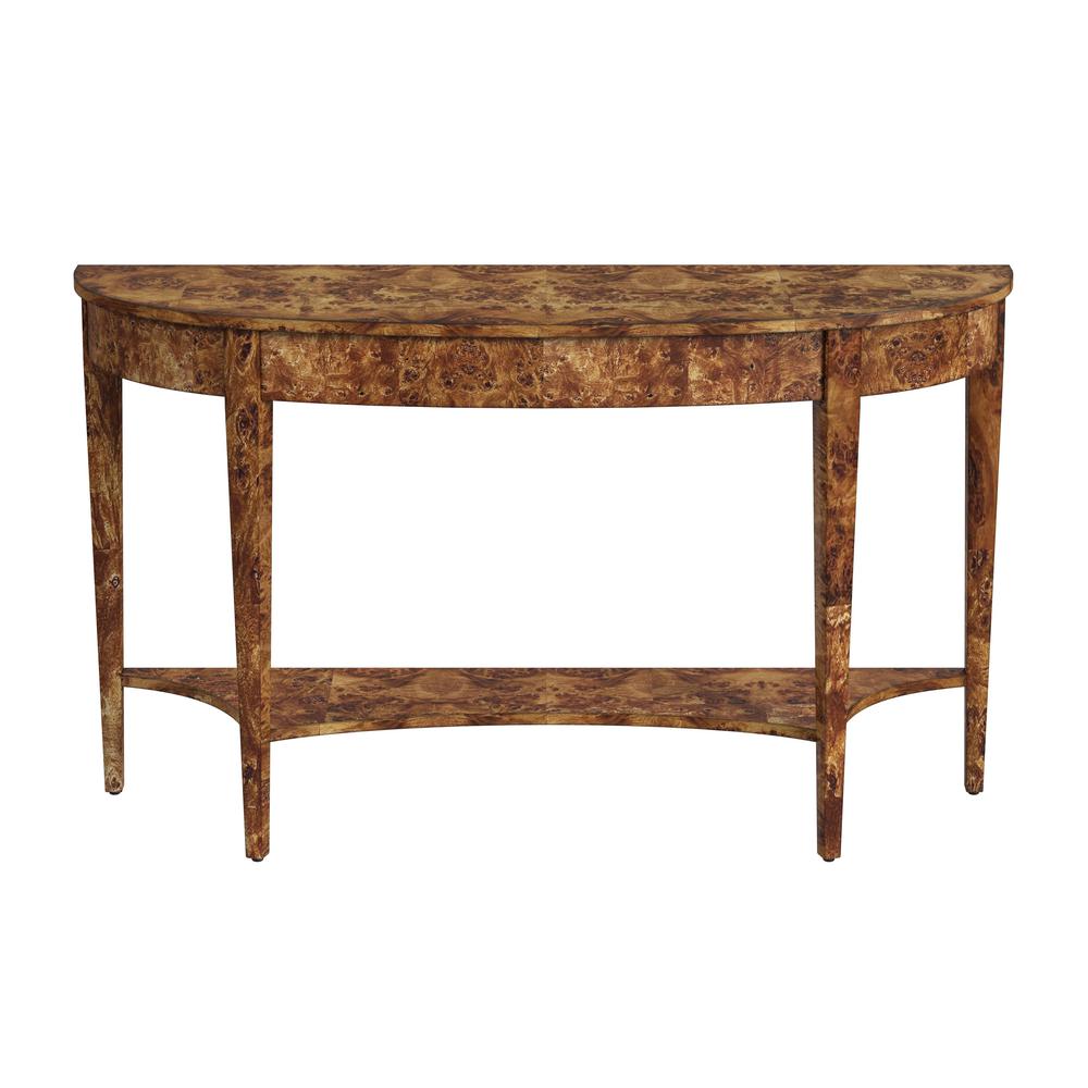 Astor 54"W Demilune Console Table, Light Brown. Picture 3