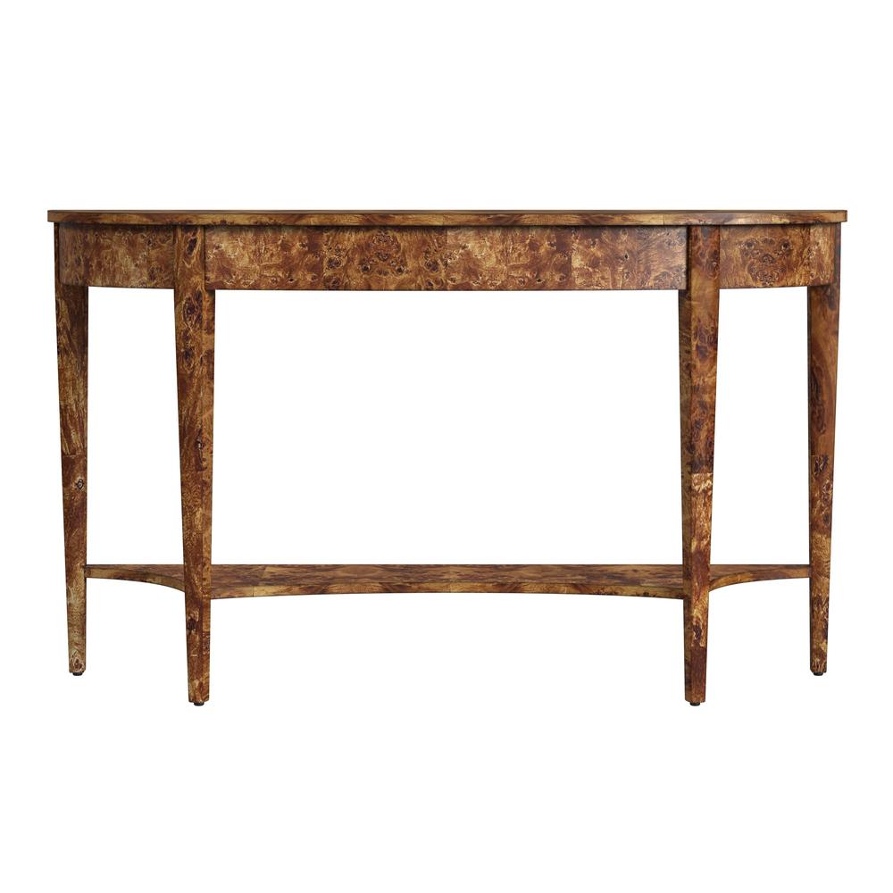 Astor 54"W Demilune Console Table, Light Brown. Picture 4