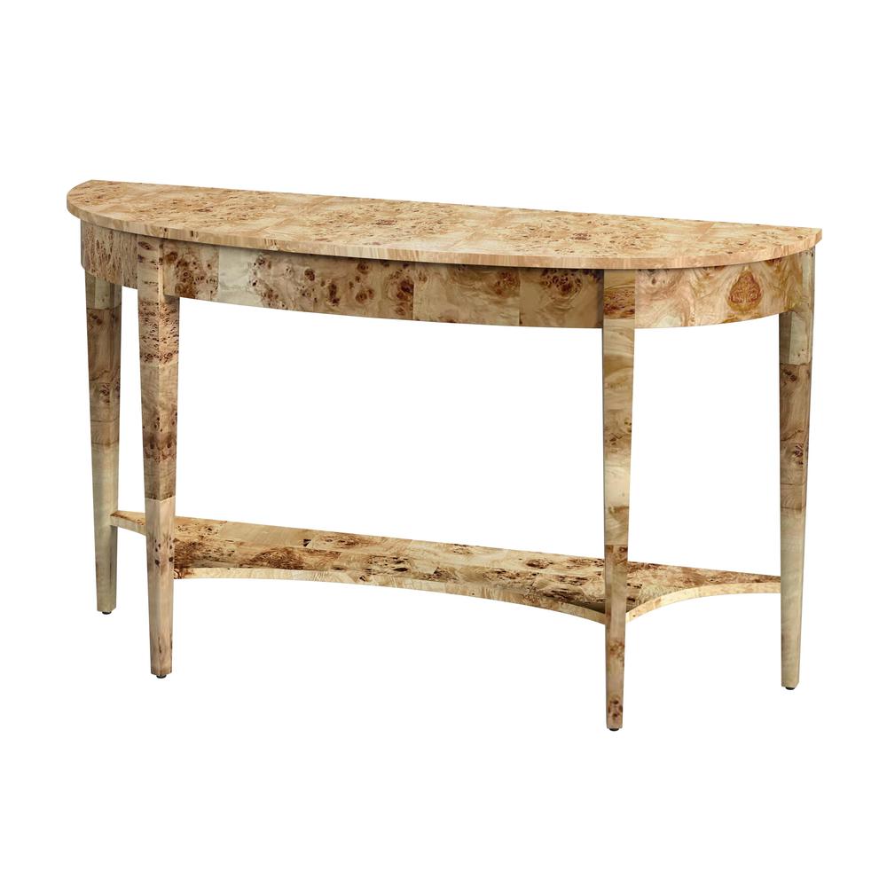 Astor 54"W Demilune Console Table, Light Brown. Picture 1
