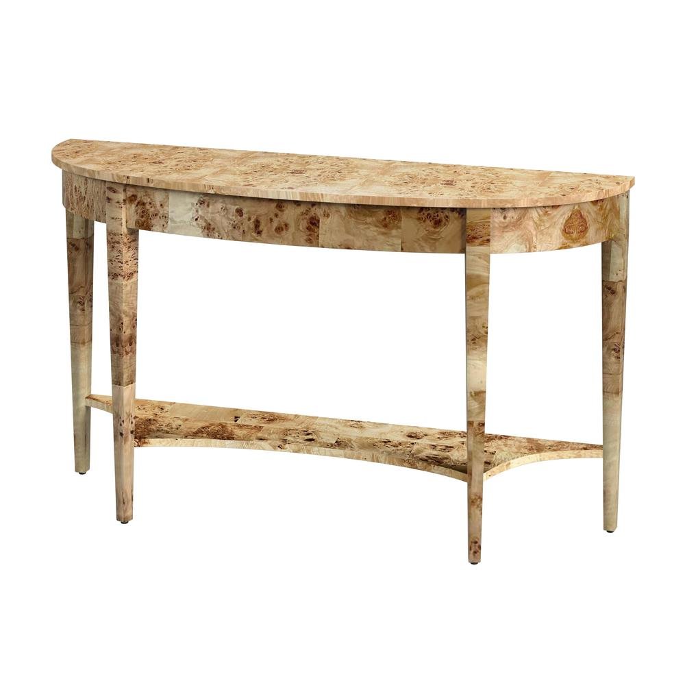 Light Brown Half Moon Sofa Table for Living Room or Narrow Entryway. Picture 1