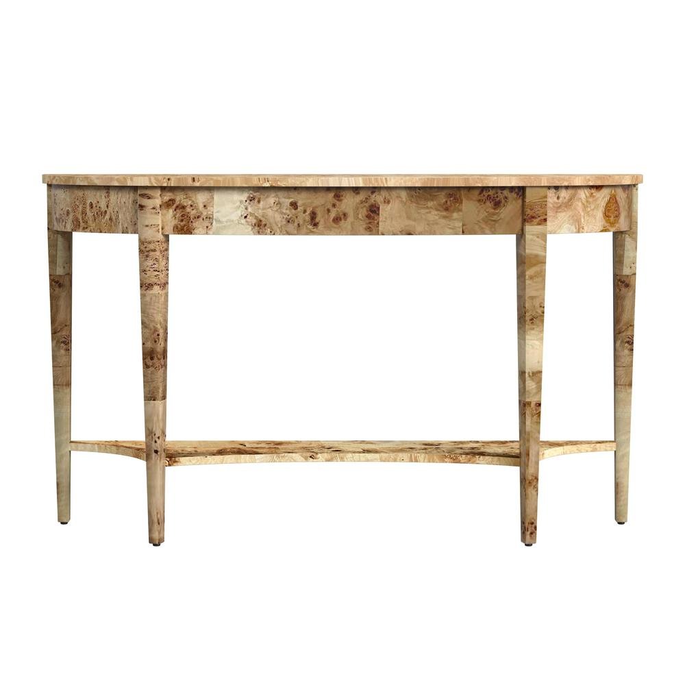 Light Brown Half Moon Sofa Table for Living Room or Narrow Entryway. Picture 4