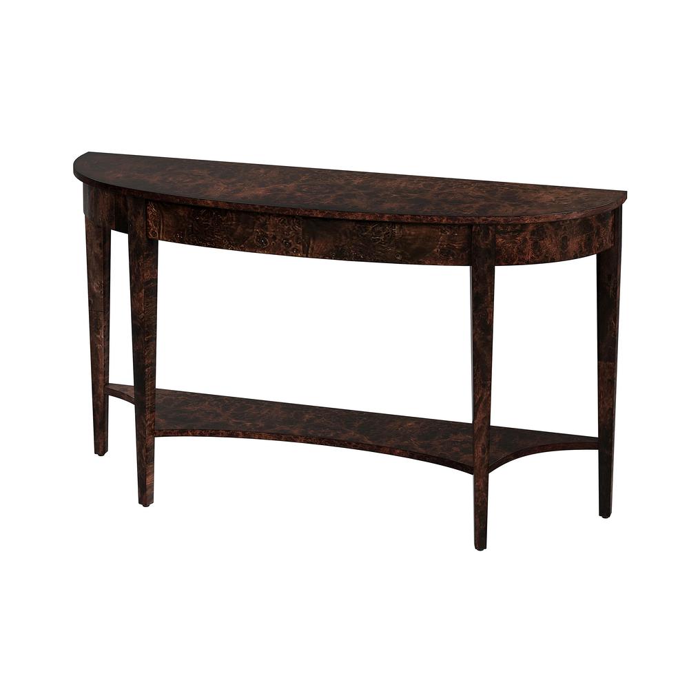 Astor 54"W Demilune Console Table, Dark Brown. Picture 1