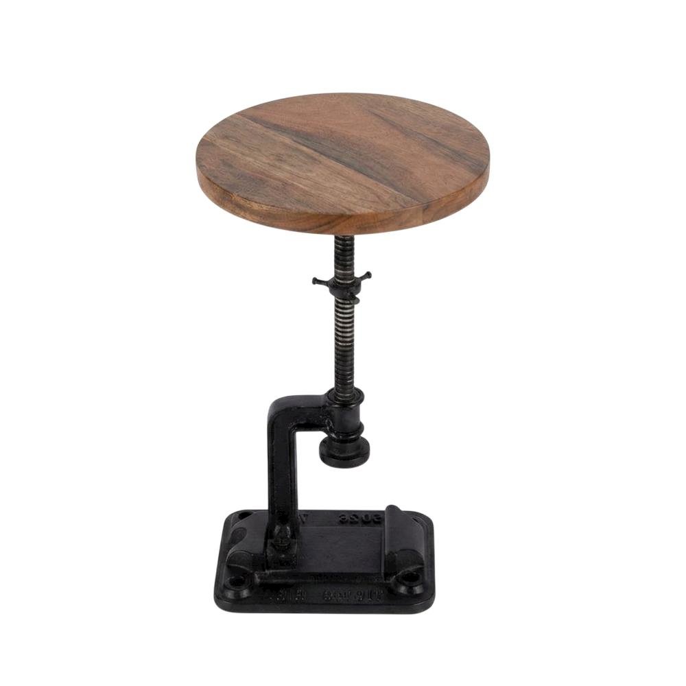 Industrial Adjustable Round Side Table, End Table for Living Room Bedroom. Picture 5