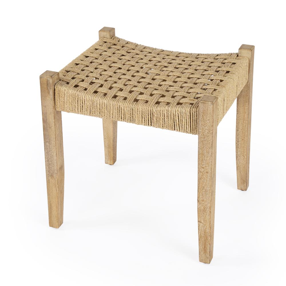Garner Woven Jute Accent Stool, Natural. Picture 1