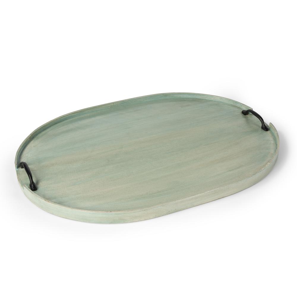 Dubois Solid Wood Serving Tray, Green. Picture 1