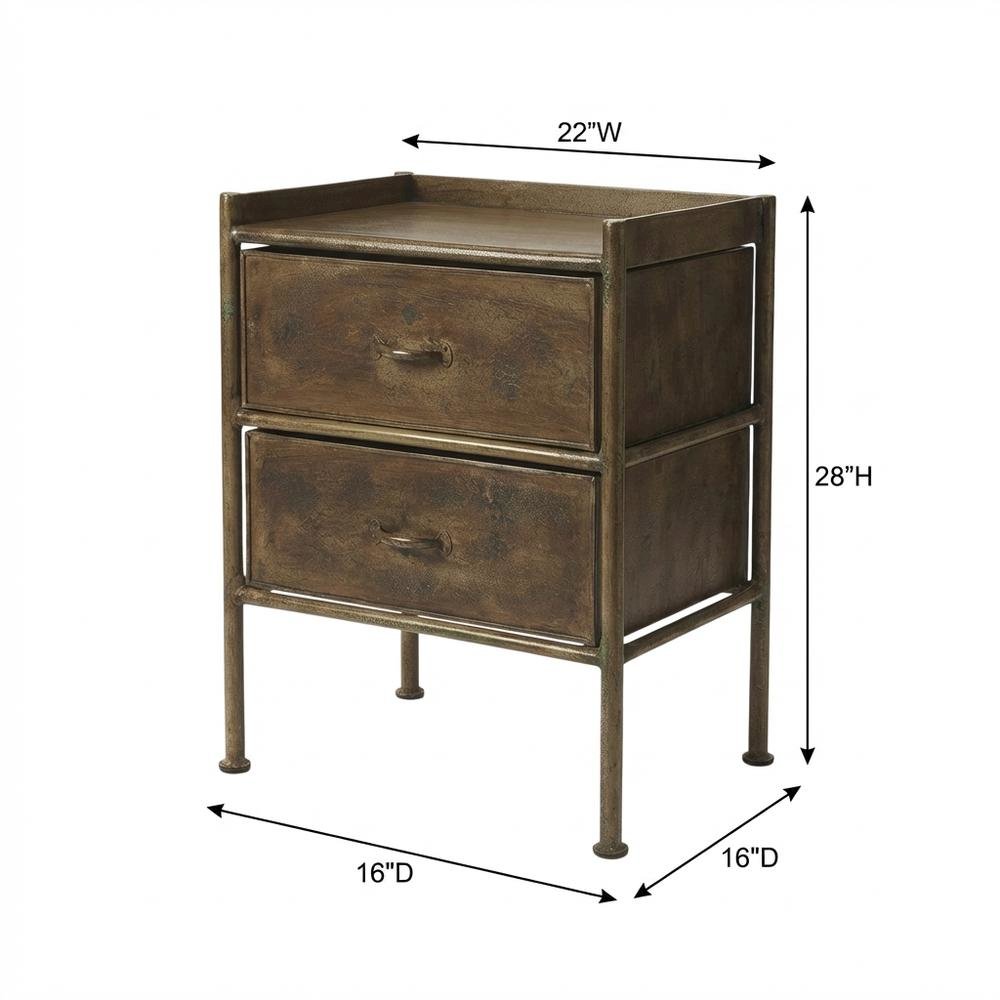 Industrial Side Table with Drawer, Distressed Accent Table for Living Room. Picture 4