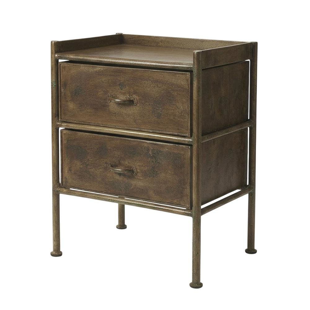 Industrial Side Table with Drawer, Distressed Accent Table for Living Room. Picture 5