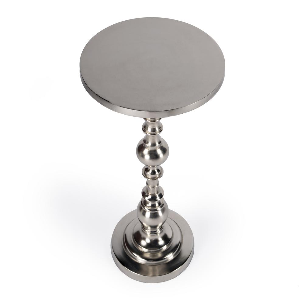 Darien Round Pedestal 10"W Side Table, Silver. Picture 2