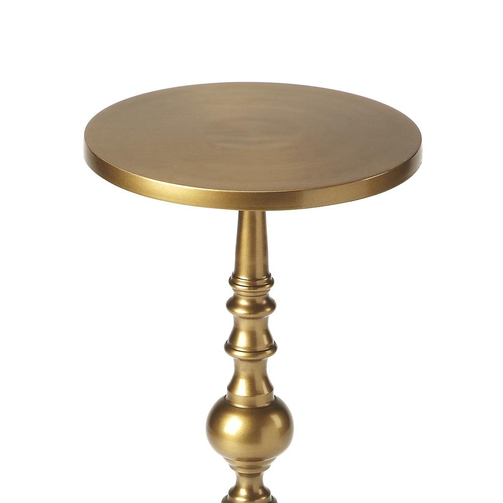 Darien Round Pedestal 10"W Side Table, Gold. Picture 3