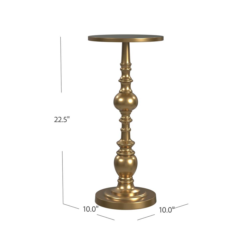 Darien Round Pedestal 10"W Side Table, Gold. Picture 4