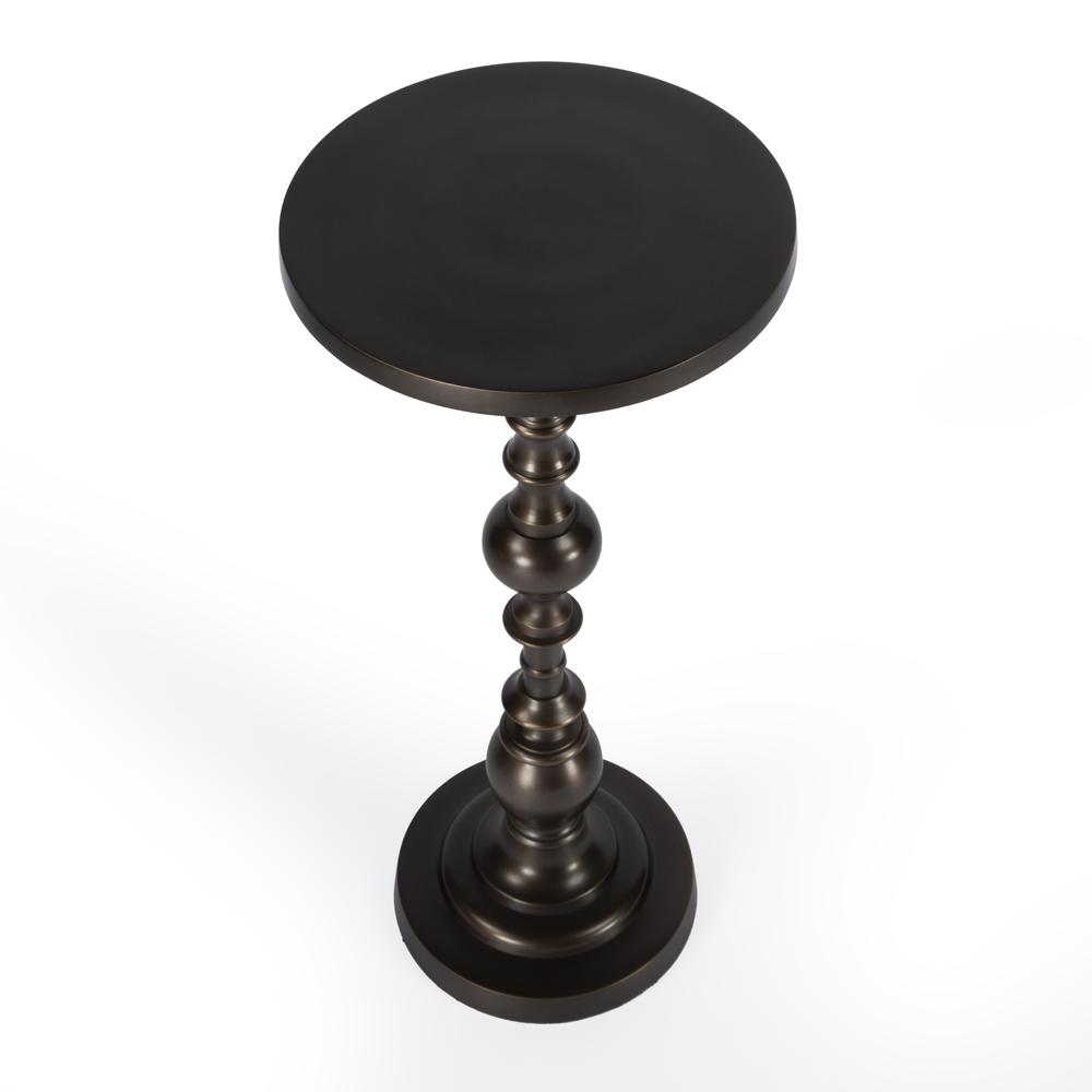 Darien Round Pedestal 10"W Side Table, Bronze. Picture 2