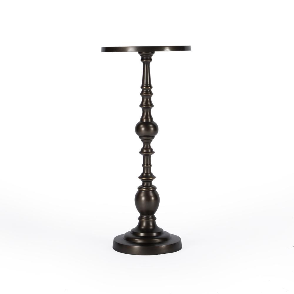 Darien Round Pedestal 10"W Side Table, Bronze. Picture 3
