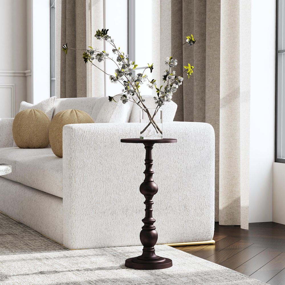 Darien Round Pedestal 10"W Side Table, Bronze. Picture 6