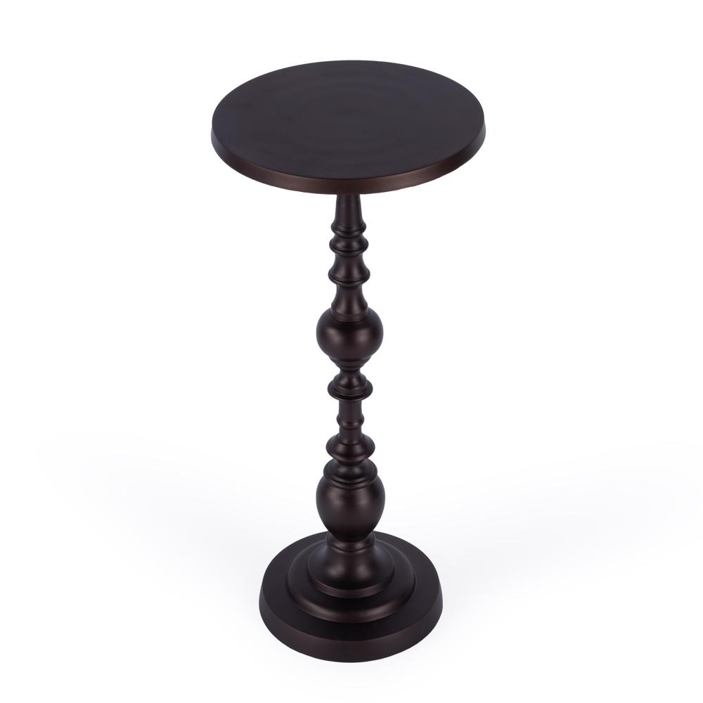 Darien Outdoor Round Pedestal Side Table, Bronze. Picture 1
