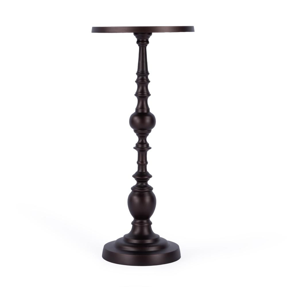 Darien Outdoor Round Pedestal Side Table, Bronze. Picture 2