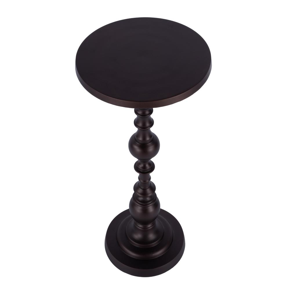 Darien Outdoor Round Pedestal Side Table, Bronze. Picture 3