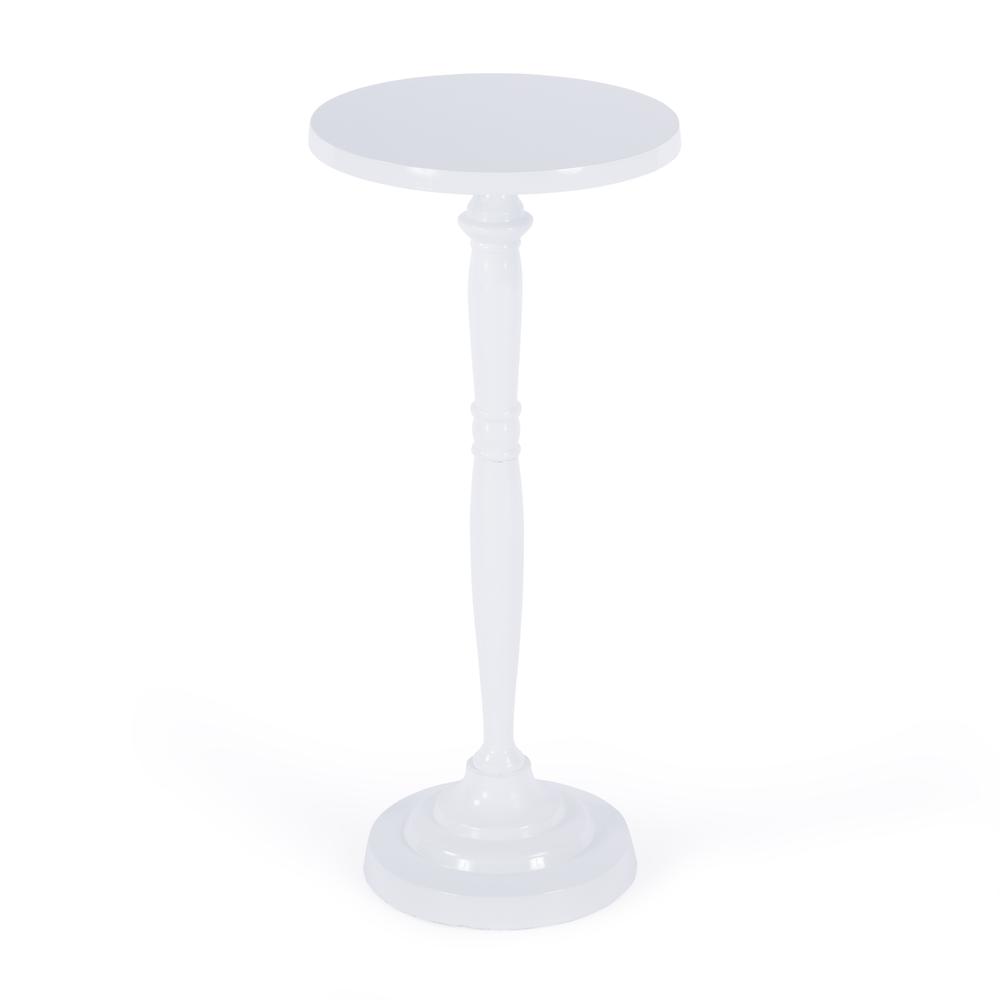 Landon Outdoor Round Metal Pedestal Side Table, Ivory. Picture 1