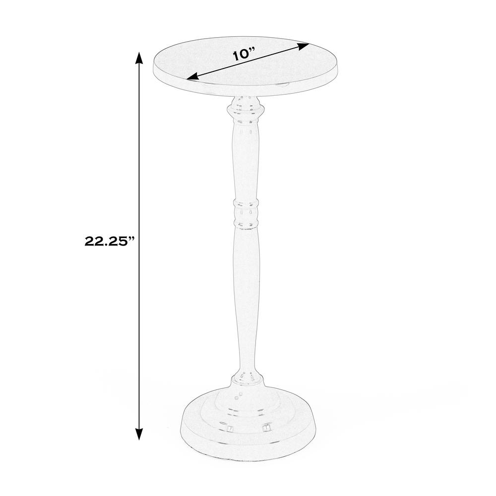 Landon Outdoor Round Metal Pedestal Side Table, Ivory. Picture 4