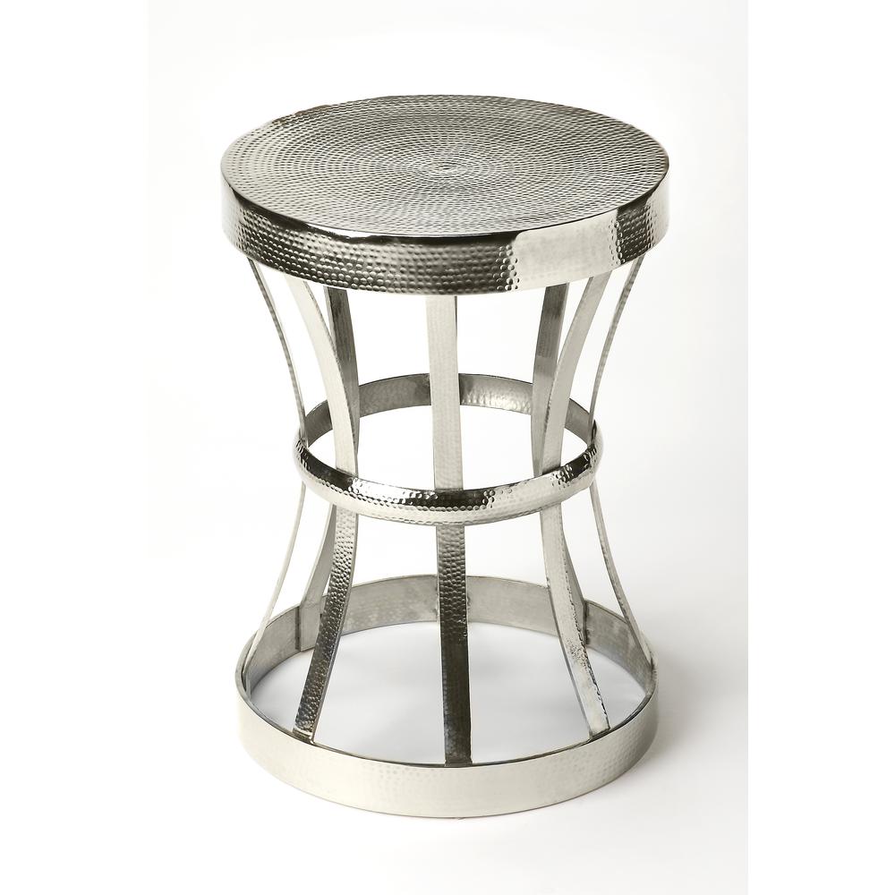 Broussard Industrial Chic Side Table, Silver. Picture 1