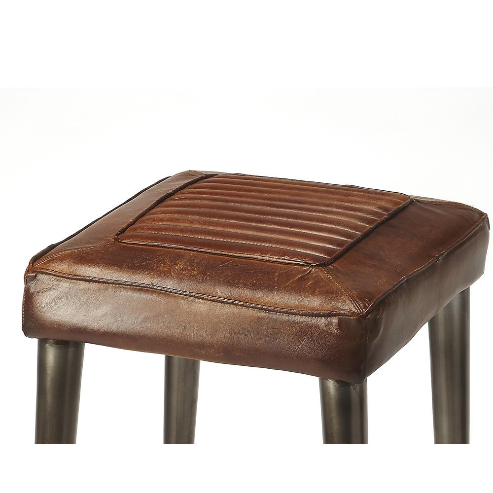 Maxwell 32" Backless Leather Bar Stool, Dark Brown. Picture 3