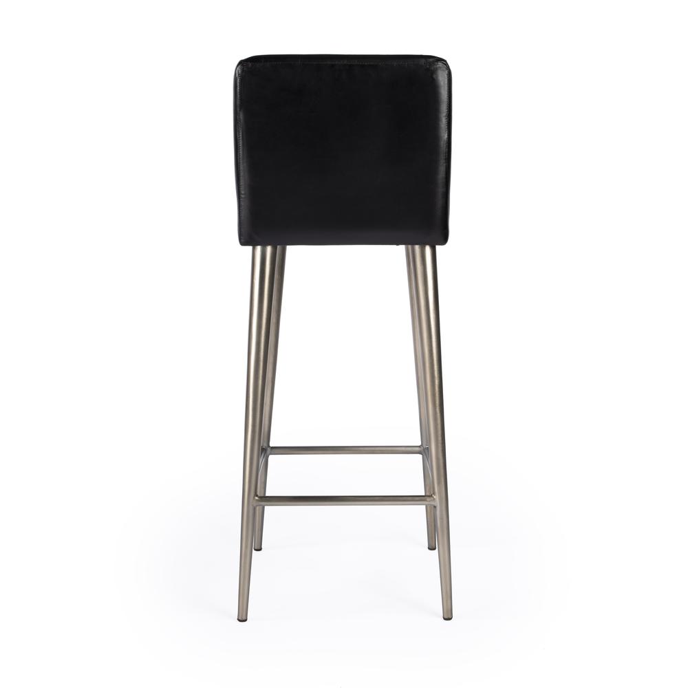 Maxwell Leather 32.5" Bar Stool, Black. Picture 7