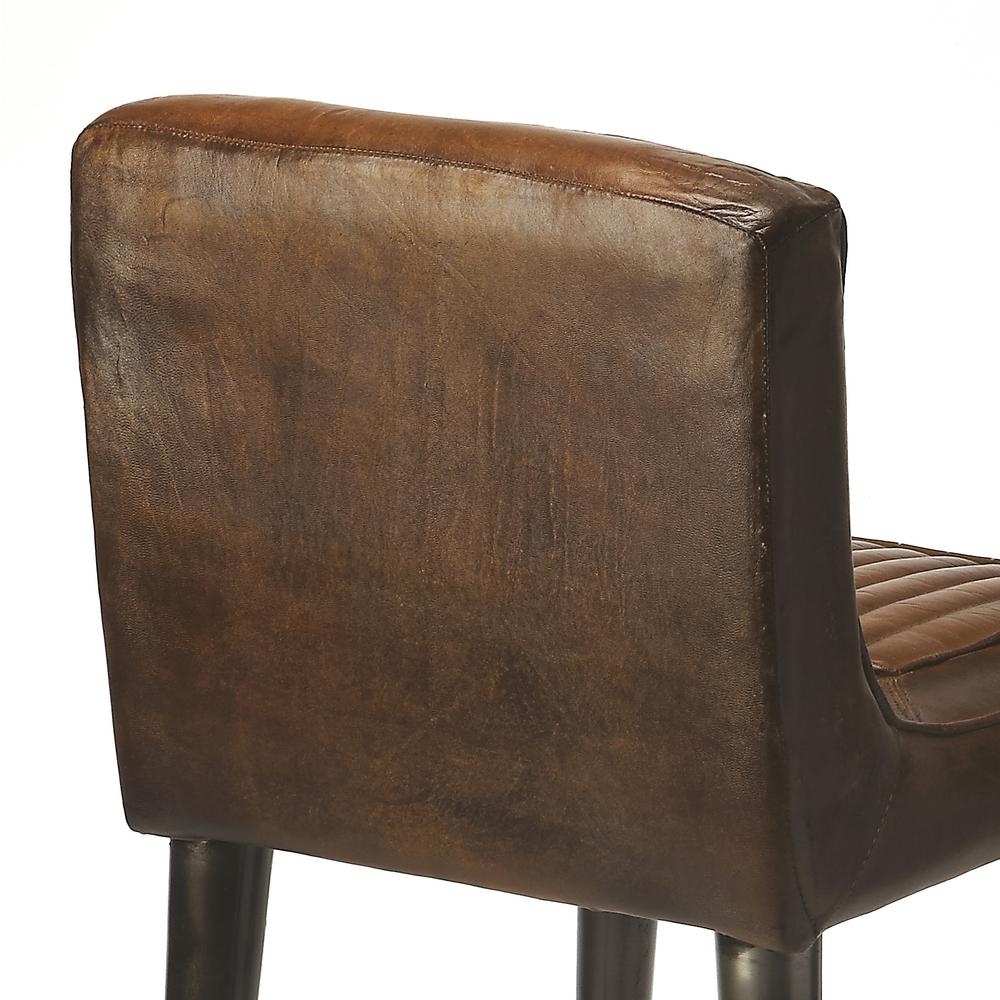 Maxwell Leather 32.5" Bar Stool, Dark Brown. Picture 4