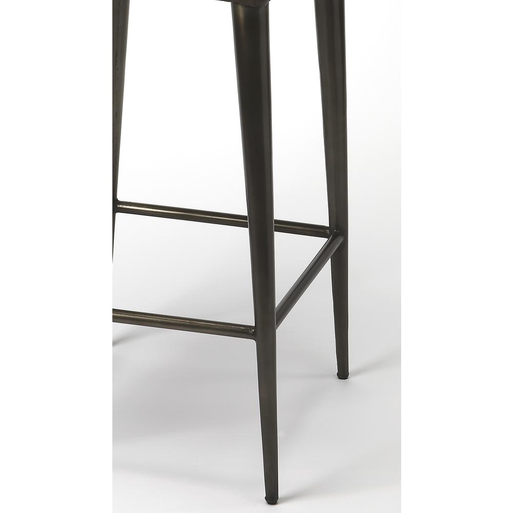 Maxwell Leather 32.5" Bar Stool, Dark Brown. Picture 5