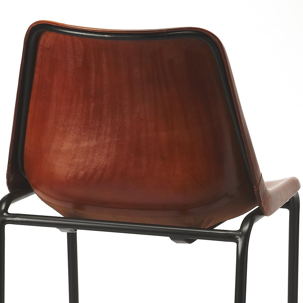 Myles Leather 28" Bar Stool, Medium Brown. Picture 5
