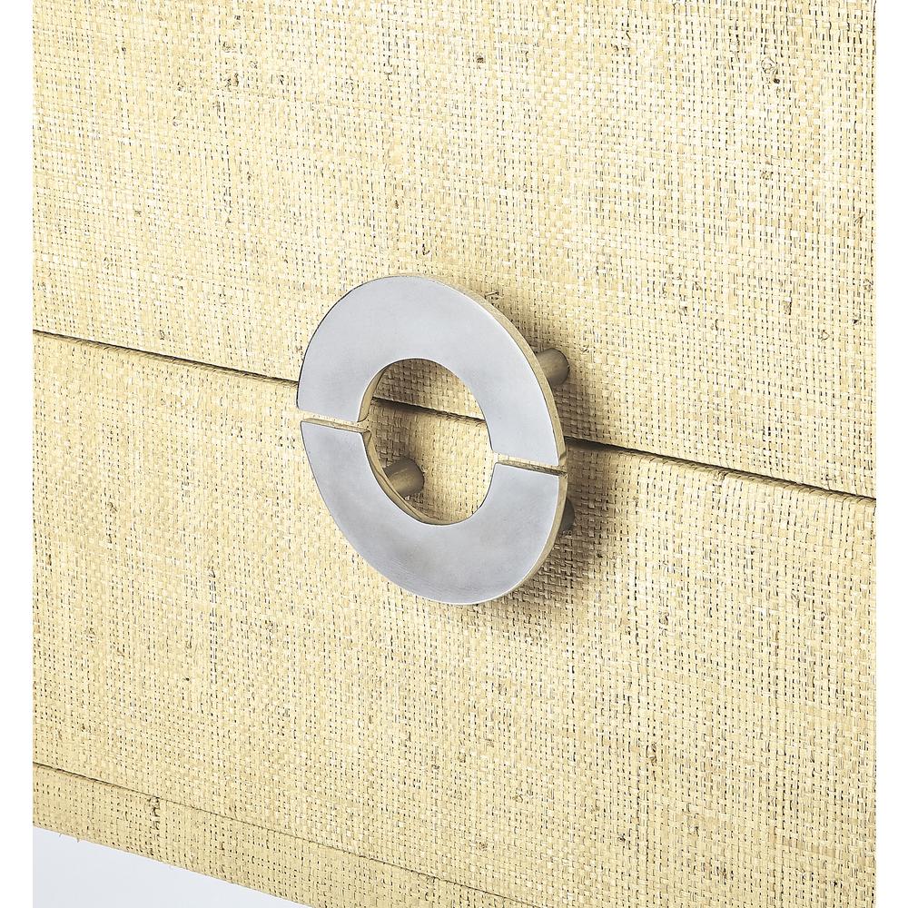 Amelle Raffia 2-Drawer Nightstand, Cream, Yellow. Picture 6