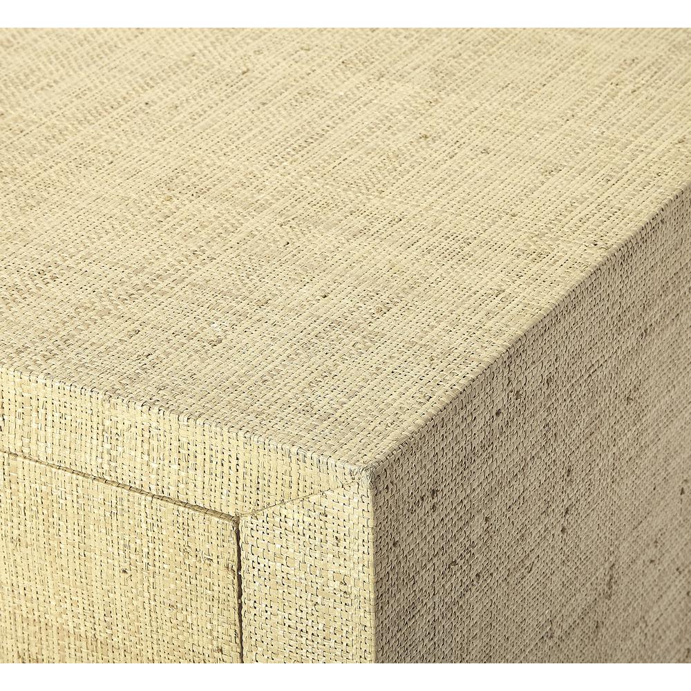 Amelle Raffia 2-Drawer Nightstand, Cream, Yellow. Picture 7