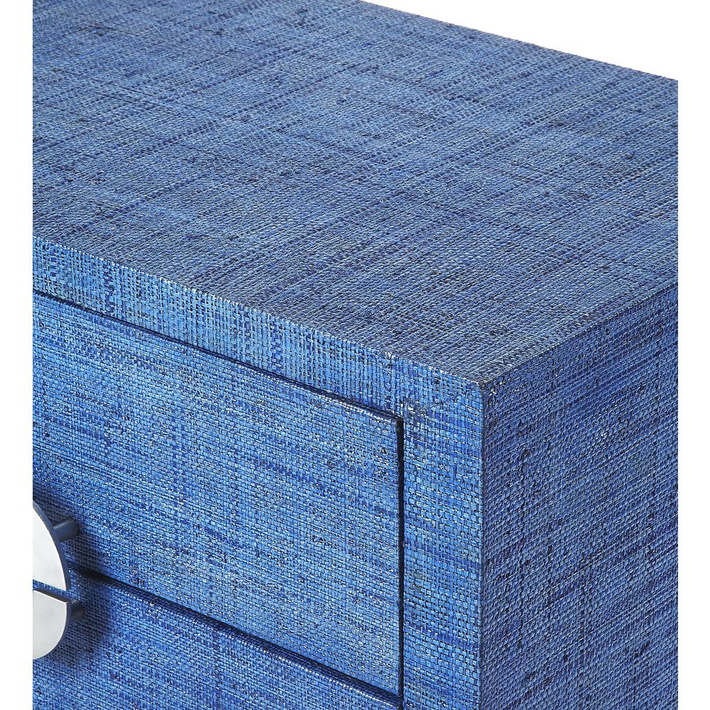 Amelle Raffia 2-Drawer Nightstand, Blue. Picture 4