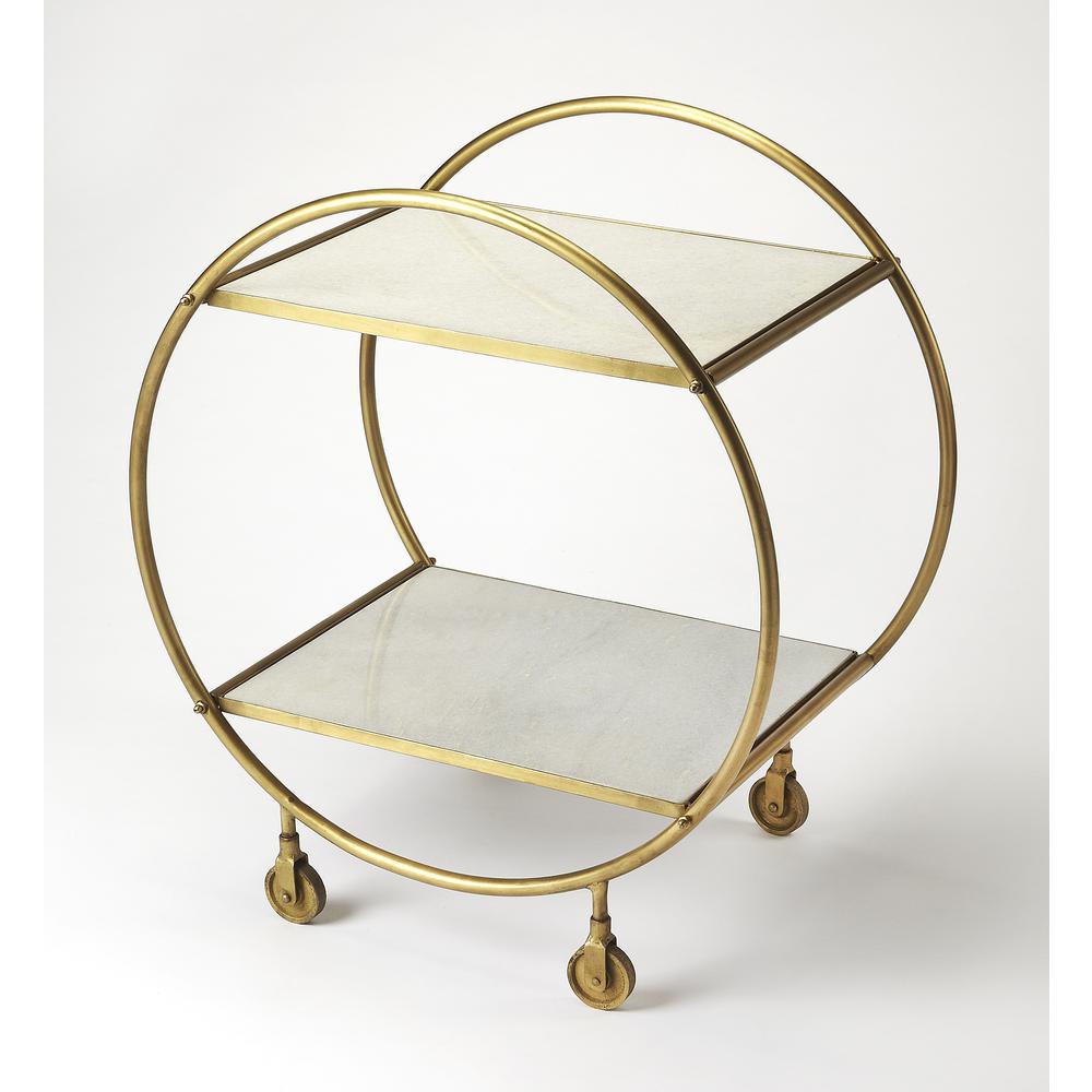 Orian Marble & Metal Bar Cart, Multi-Color. Picture 1