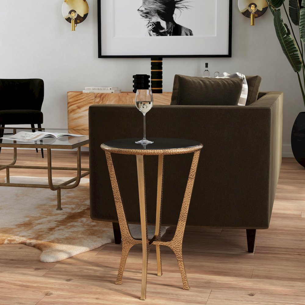 Flavio Metal & Stone Side Table, Multi-Color. Picture 4