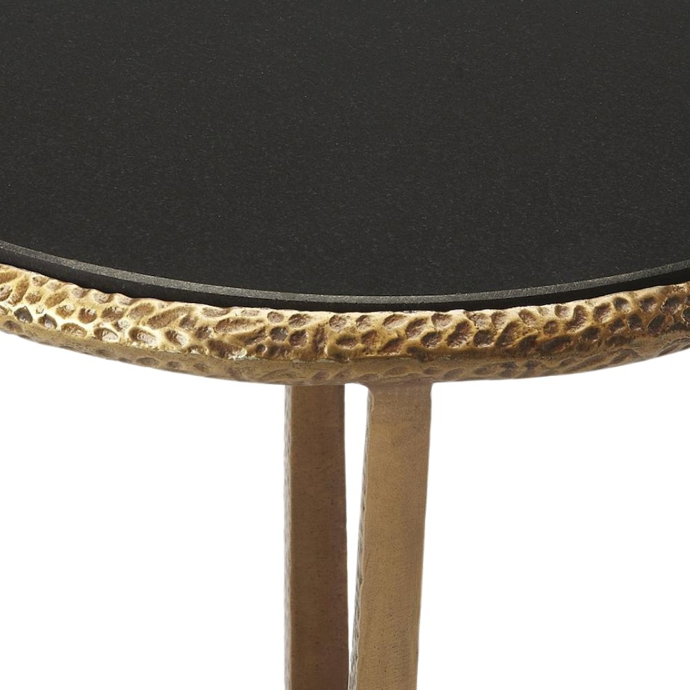 Stone Side Table – Unique Round Stone End Table with Metal Base Design. Picture 5