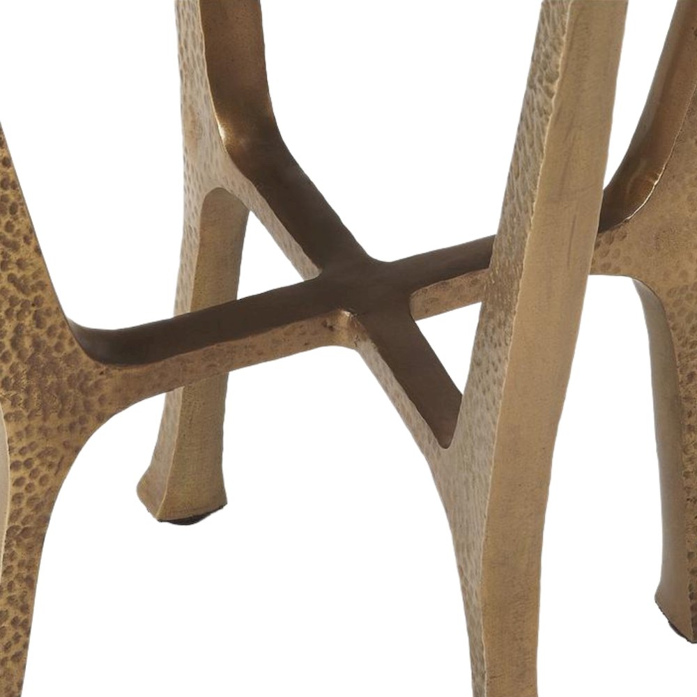 Stone Side Table – Unique Round Stone End Table with Metal Base Design. Picture 4