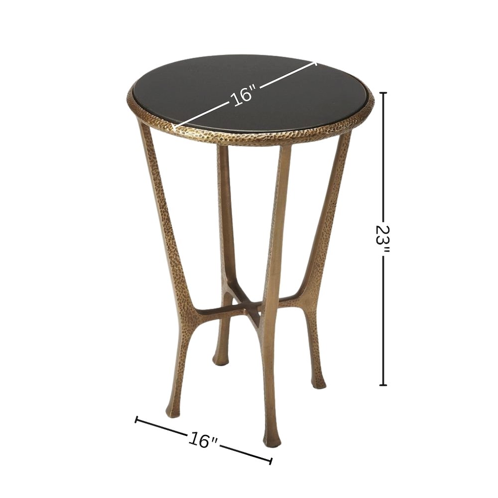 Stone Side Table – Unique Round Stone End Table with Metal Base Design. Picture 6